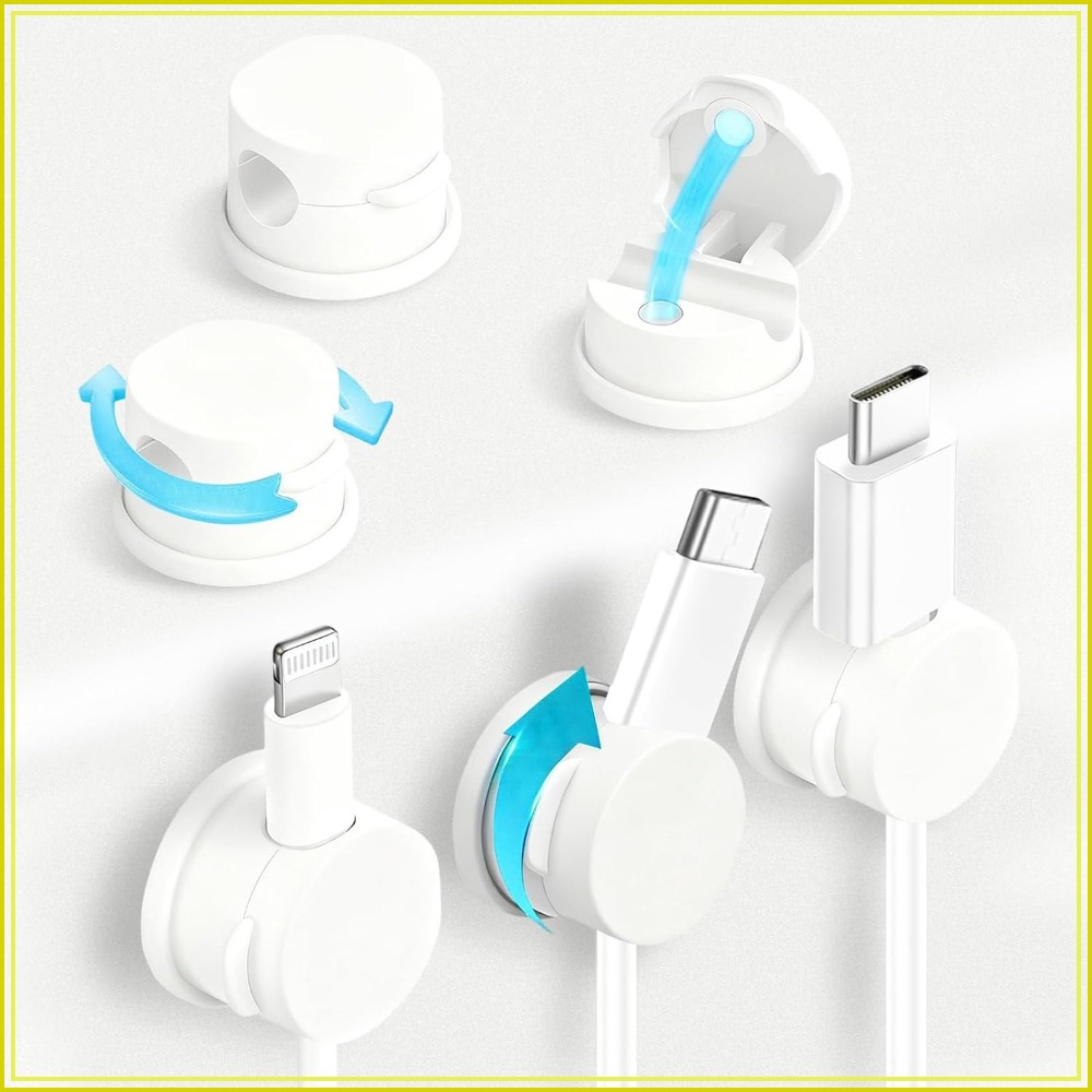 Cable Organizer Magnetic - 6pcs Magnetic Cable Clips 360° Swiveling