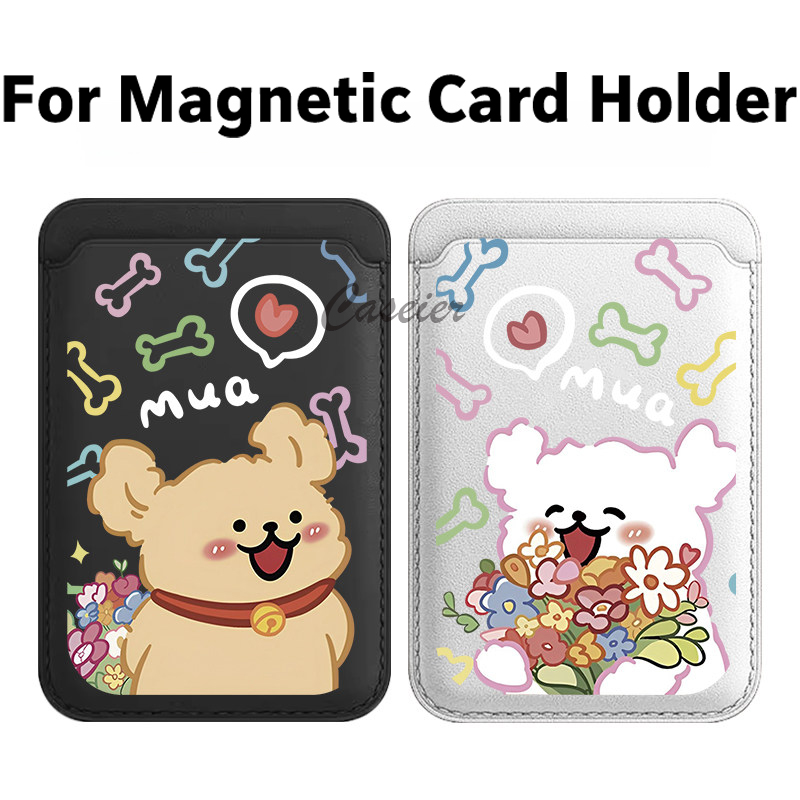 Phone Accessories Android - Colorful Flower Puppy Magnetic Leather Wallet