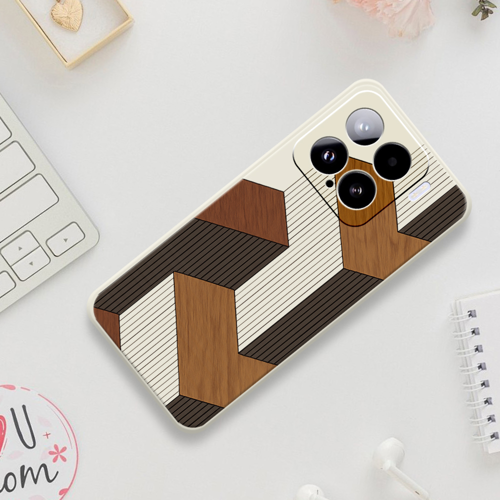 Xiaomi Phone Accessories - Geometric Style Wooden Phone Cases For