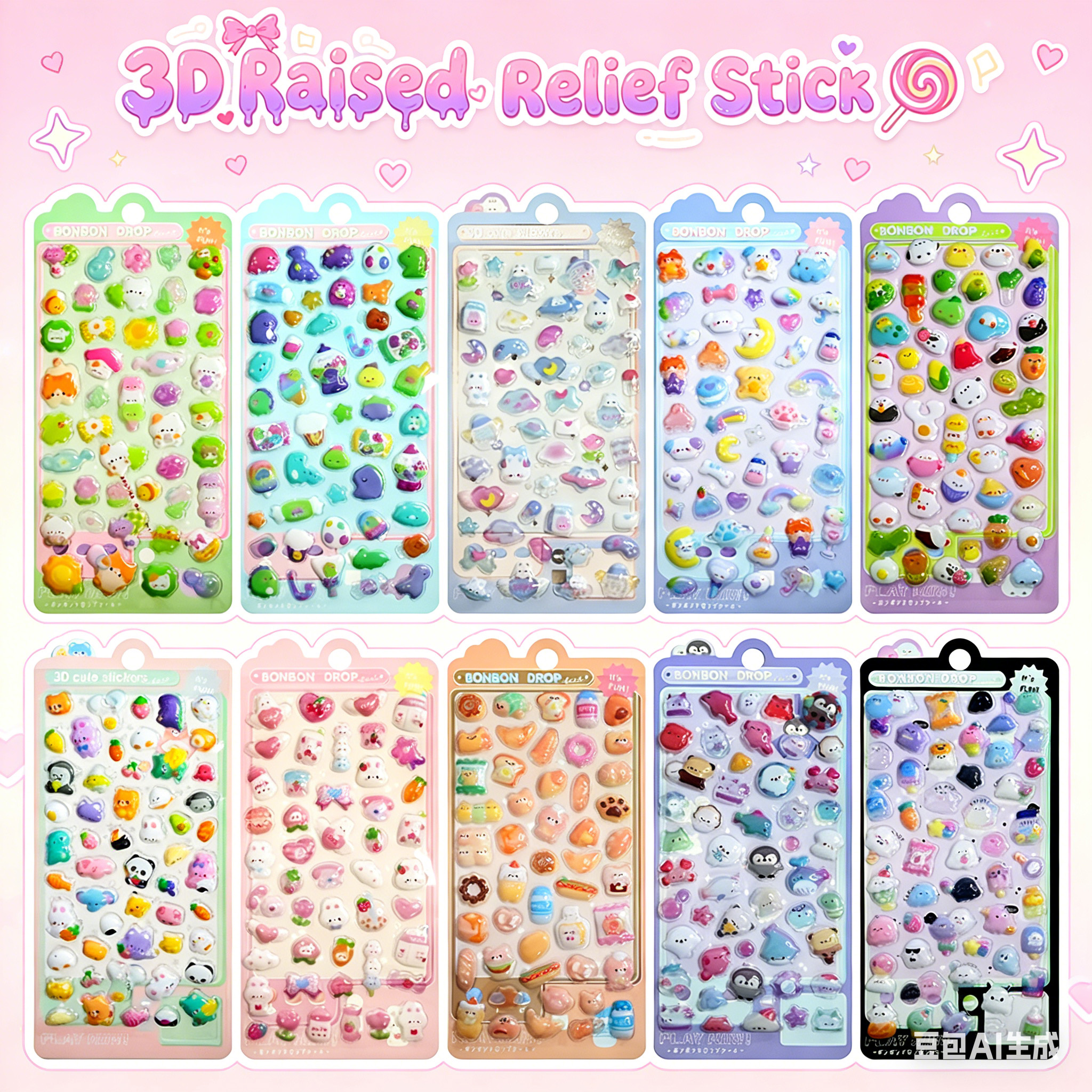 Cartoon 3D Relief Drop Sticker - Phone Accessories Aesthetic 评论和价格
