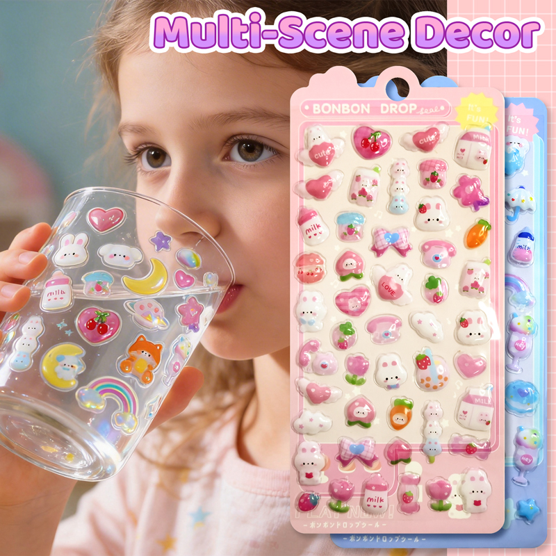 Cartoon 3D Relief Drop Sticker - Phone Accessories Aesthetic 评论和价格