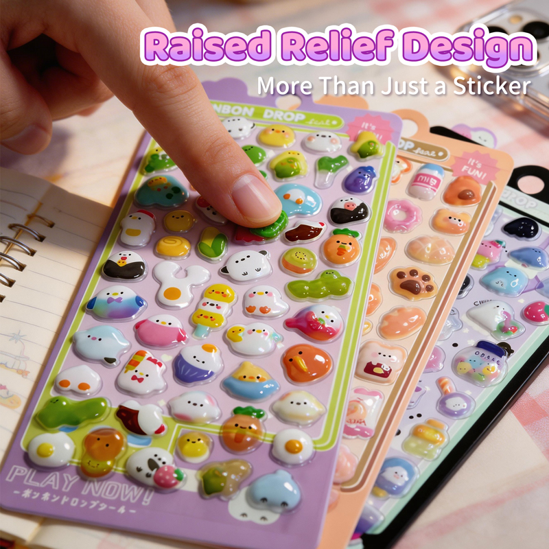 Cartoon 3D Relief Drop Sticker - Phone Accessories Aesthetic 评论和价格