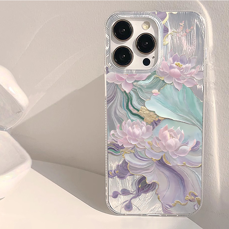 Dreamy Purple Lotus Print Aest - Phone Accessories Aesthetic 评论和价格