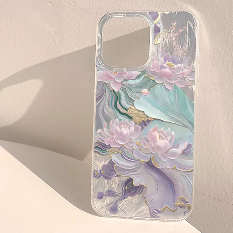 Dreamy Purple Lotus Print Aest - Phone Accessories Aesthetic 评论和价格