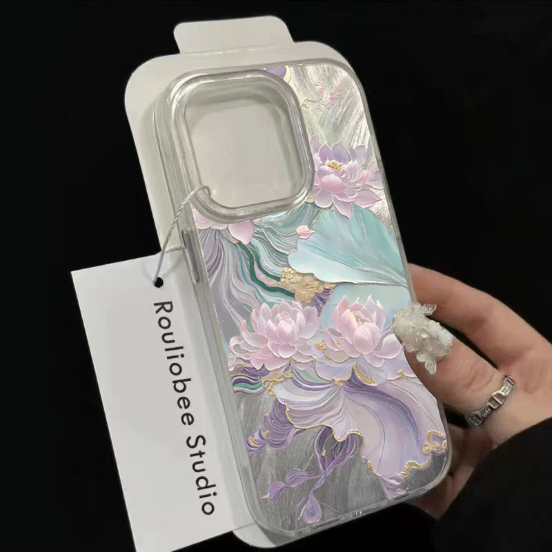 Dreamy Purple Lotus Print Aest - Phone Accessories Aesthetic 评论和价格
