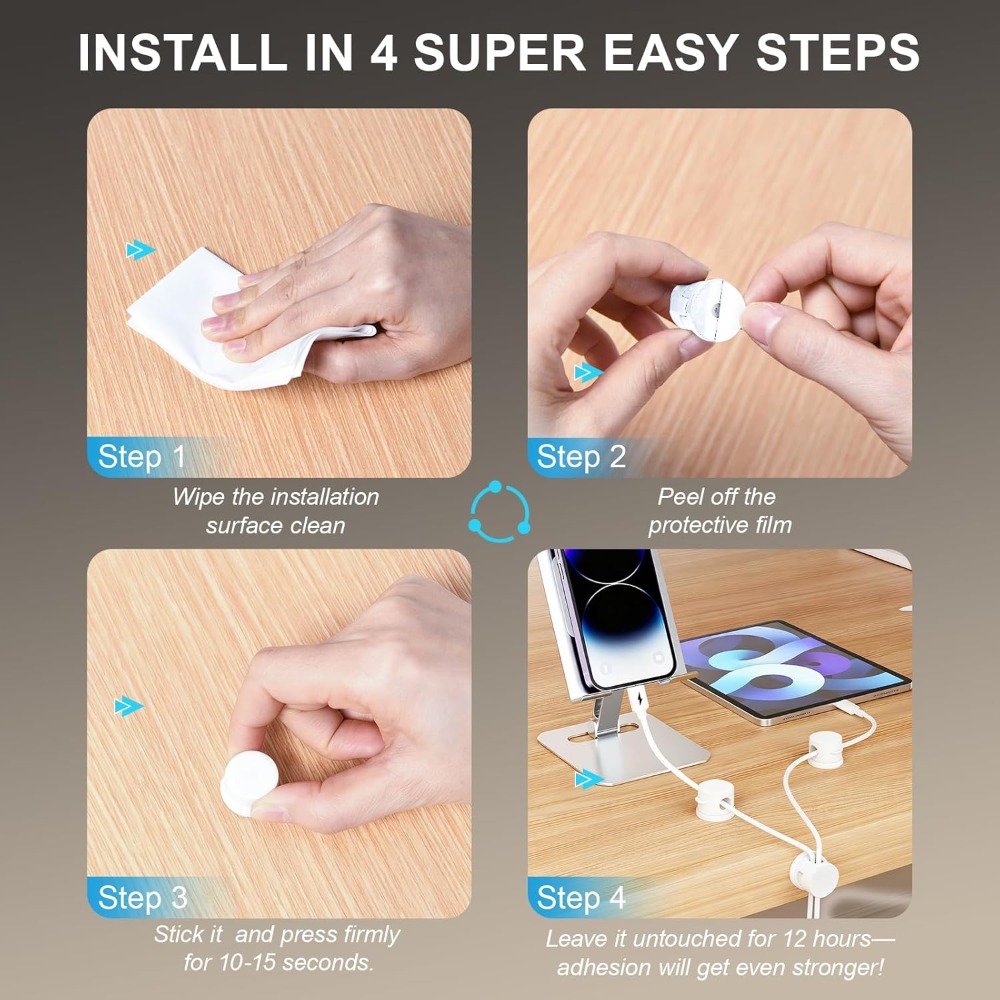 6pcs Magnetic Cable Clips 360° - Cable Organizer Magnetic 评论和价格
