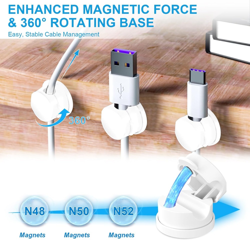 6pcs Magnetic Cable Clips 360° - Cable Organizer Magnetic 评论和价格